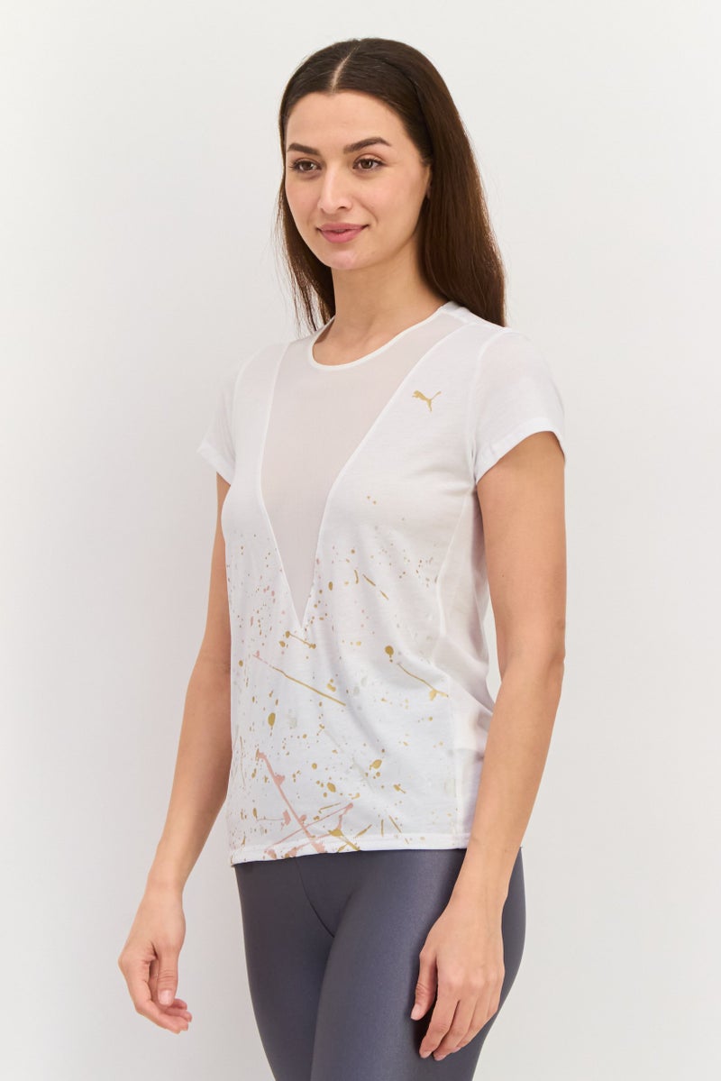 PUMA تي شيرت تدريب قصير الأكمام للنساء، أبيض - Image 2